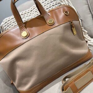 Dooney & Bourke Cabriolet Weekender - Tan Canvas and Leather